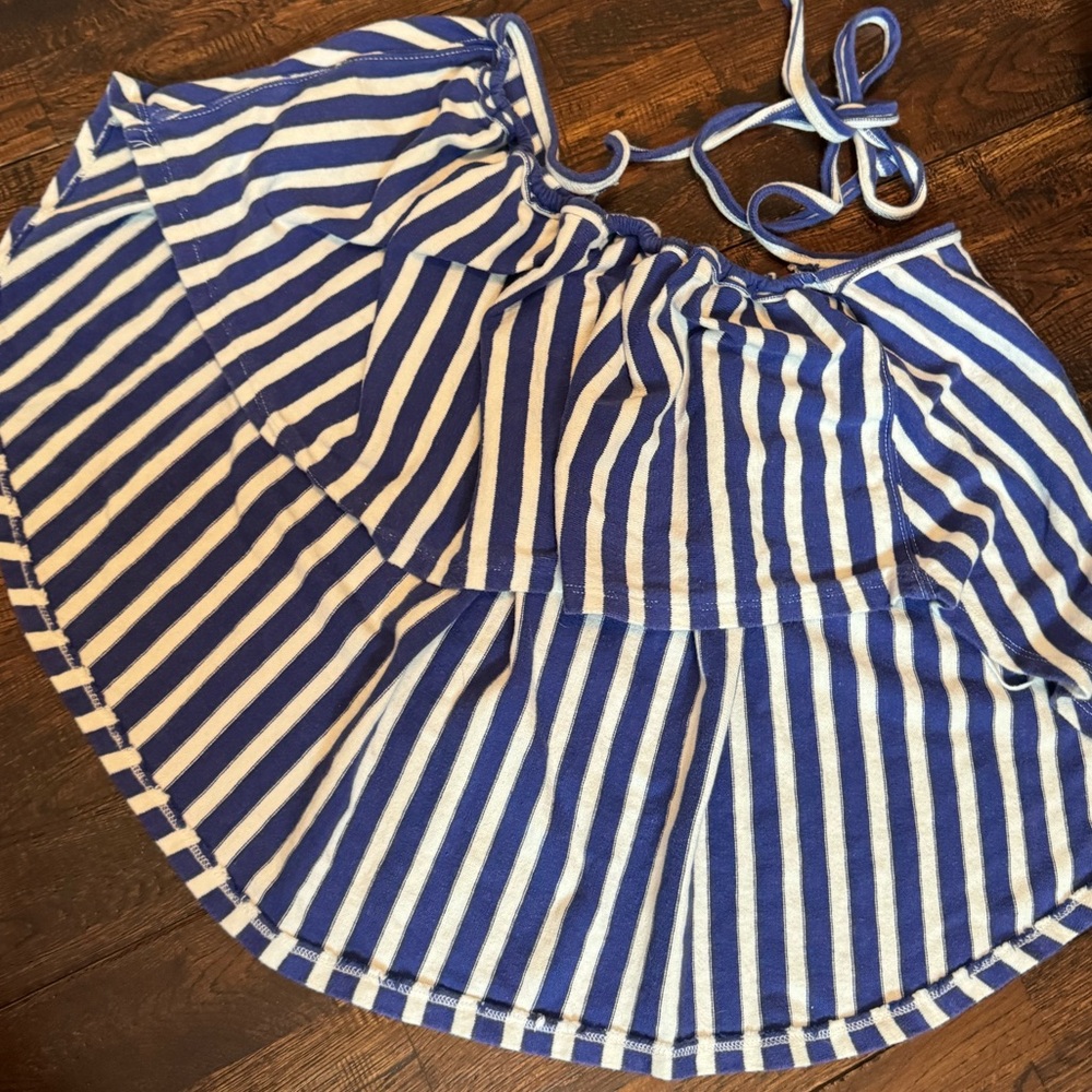 We The Free Blue and White Striped Smocked Halter Top Size M - Picture 3 of 15